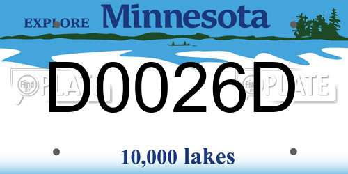 D0026D Minnesota License Plate