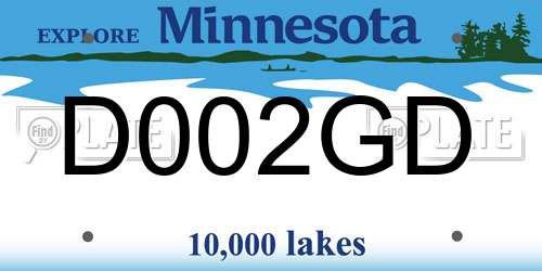D002GD Minnesota License Plate