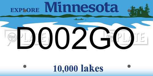 D002GO Minnesota License Plate