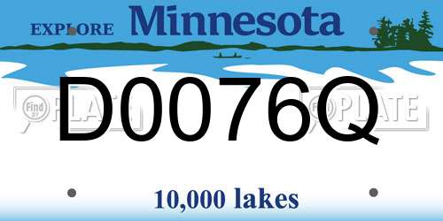 D0076Q Minnesota License Plate