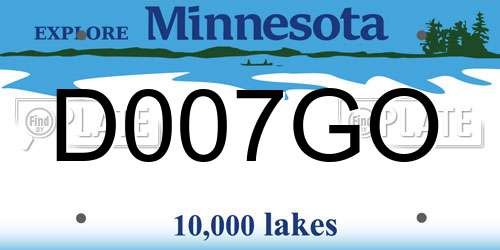 D007GO Minnesota License Plate