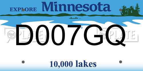 D007GQ Minnesota License Plate