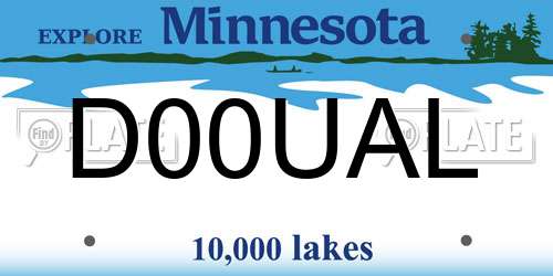 D00UAL Minnesota License Plate