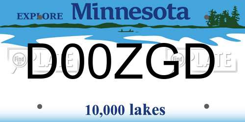 D00ZGD Minnesota License Plate