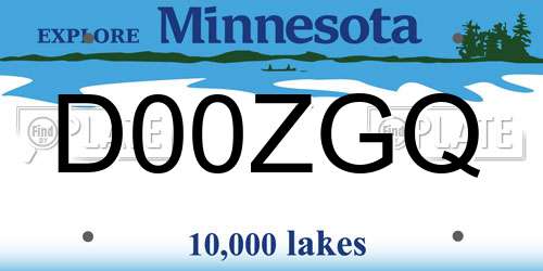 D00ZGQ Minnesota License Plate