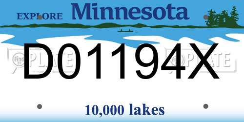 D01194X Minnesota License Plate