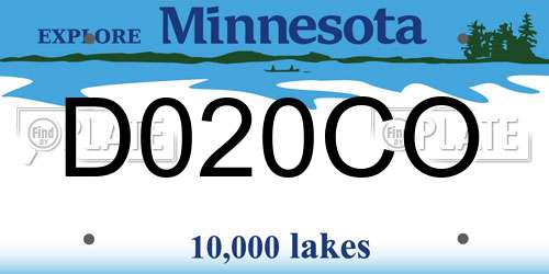 D020CO Minnesota License Plate