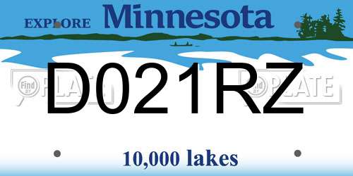 D021RZ Minnesota License Plate