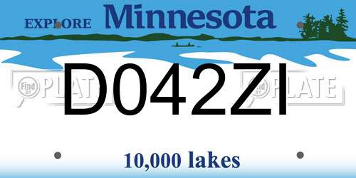 D042ZI Minnesota License Plate