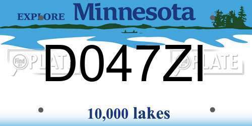 D047ZI Minnesota License Plate