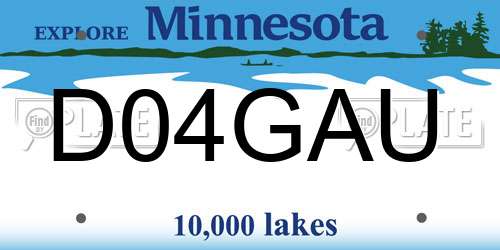 D04GAU Minnesota License Plate