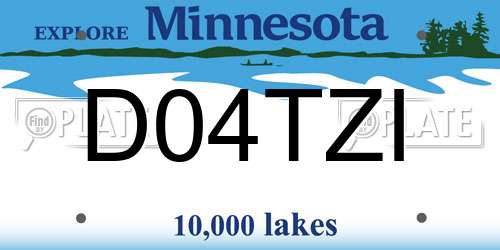 D04TZI Minnesota License Plate
