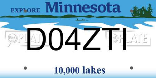 D04ZTI Minnesota License Plate