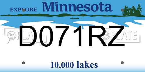 D071RZ Minnesota License Plate