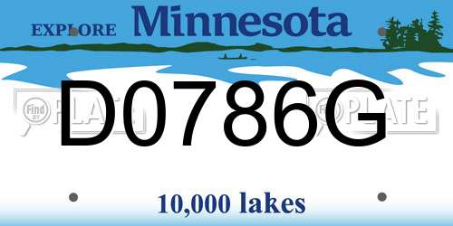 D0786G Minnesota License Plate