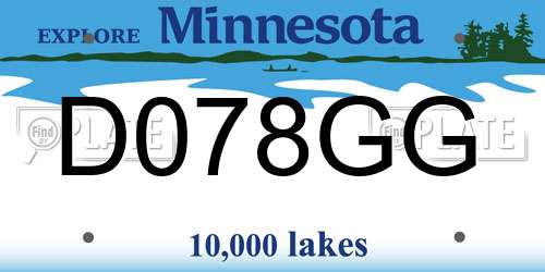 D078GG Minnesota License Plate