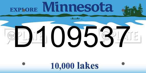 D109537 Minnesota License Plate
