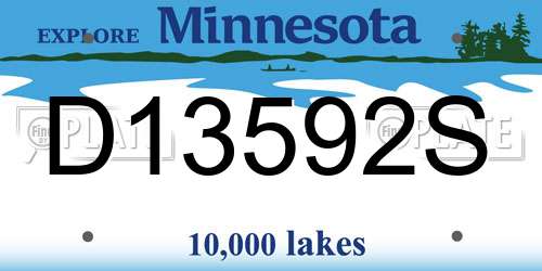D13592S Minnesota License Plate