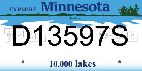 D13597S Minnesota License Plate