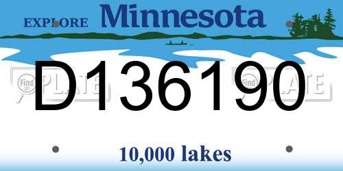 D136190 Minnesota License Plate