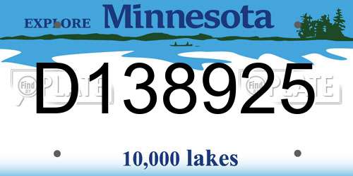 D138925 Minnesota License Plate