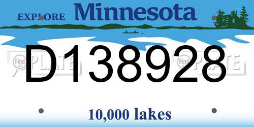 D138928 Minnesota License Plate