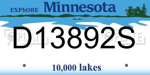 D13892S Minnesota License Plate