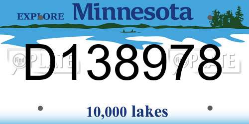 D138978 Minnesota License Plate