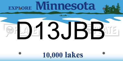 D13JBB Minnesota License Plate