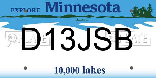 D13JSB Minnesota License Plate