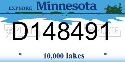D148491 Minnesota License Plate