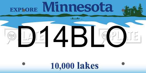 D14BLO Minnesota License Plate