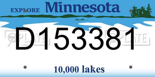 D153381 Minnesota License Plate