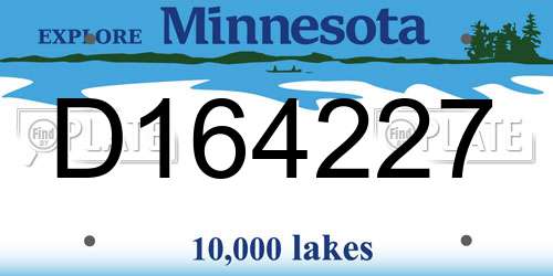 D164227 Minnesota License Plate