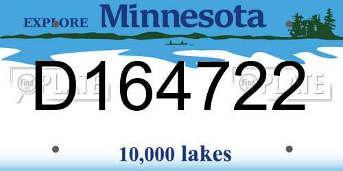 D164722 Minnesota License Plate