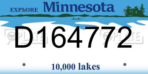 D164772 Minnesota License Plate