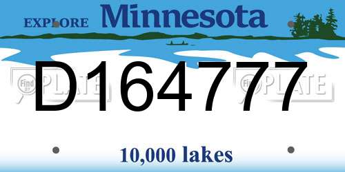 D164777 Minnesota License Plate