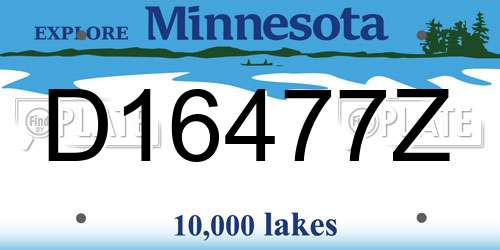 D16477Z Minnesota License Plate