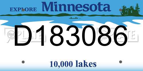 D183086 Minnesota License Plate