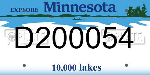 D200054 Minnesota License Plate