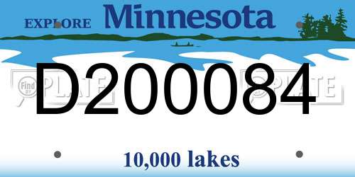 D200084 Minnesota License Plate