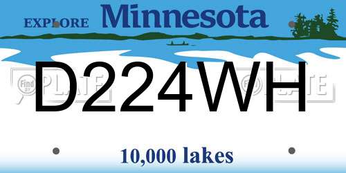 D224WH Minnesota License Plate