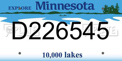 D226545 Minnesota License Plate