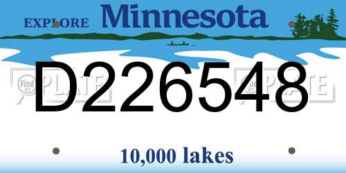 D226548 Minnesota License Plate