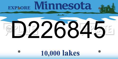 D226845 Minnesota License Plate