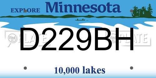 D229BH Minnesota License Plate