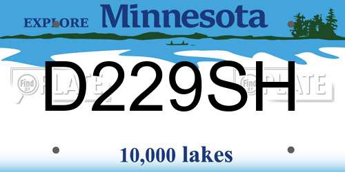 D229SH Minnesota License Plate