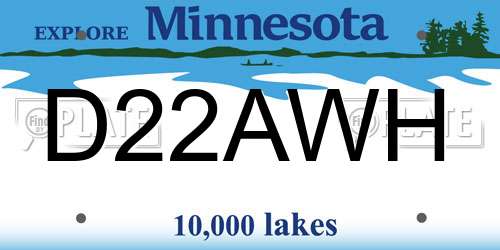 D22AWH Minnesota License Plate