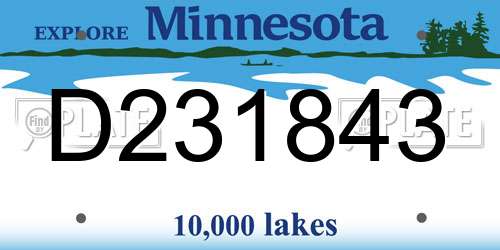 D231843 Minnesota License Plate