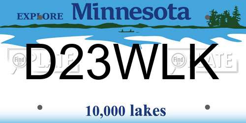 D23WLK Minnesota License Plate